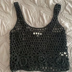 black crochet tank top